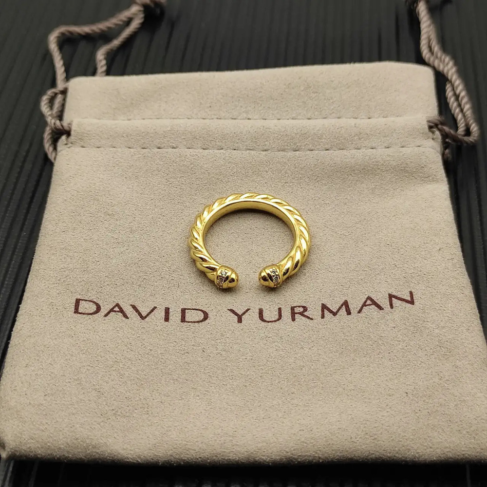 David Yurman Gold Round-Toe Diamond Ring